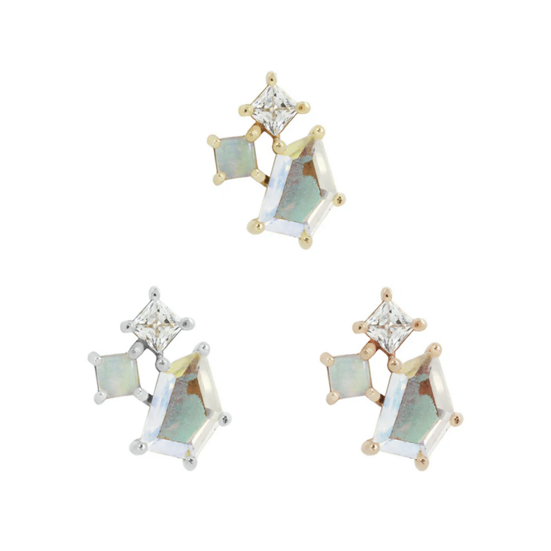 Lyra with Mercury Mist Topaz and Opal with CZ — Buddha