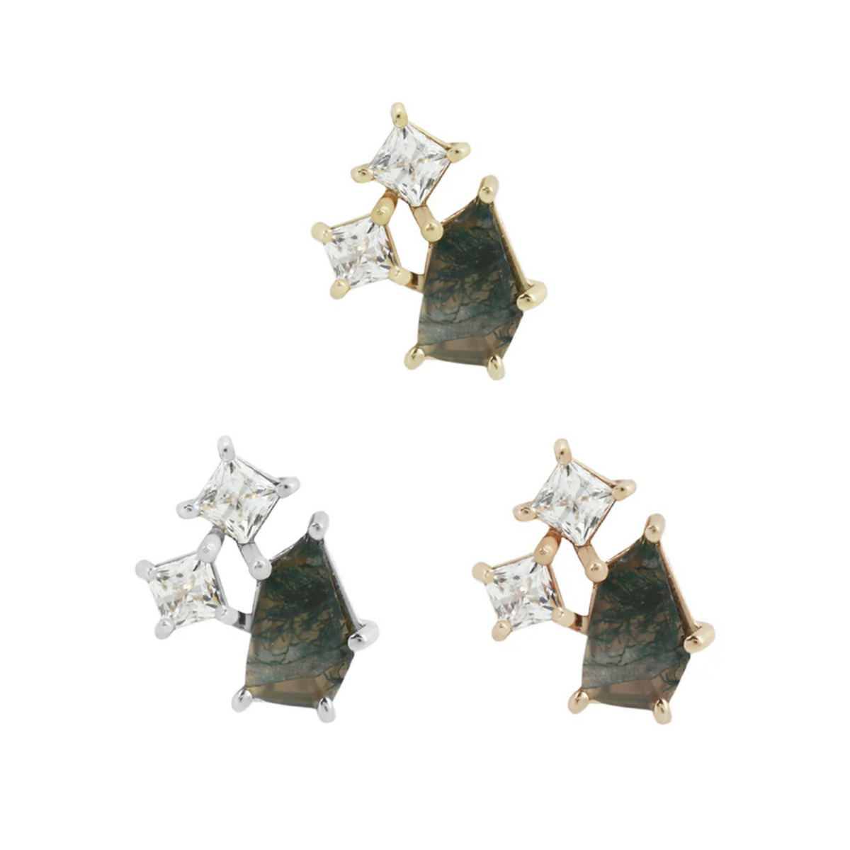 Lyra with Moss Agate and CZ — Buddha
