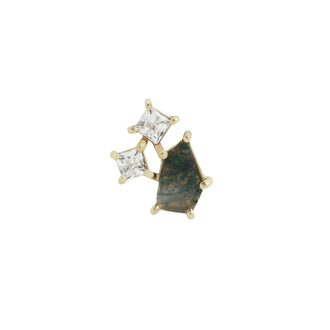 Lyra with Moss Agate and CZ — Buddha