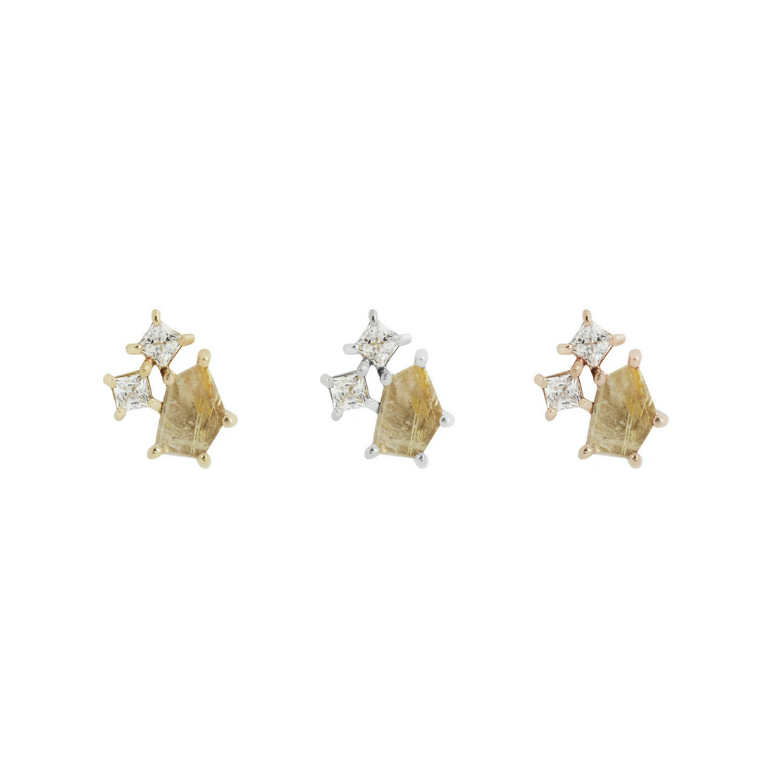 Lyra with Rutilated Quartz and CZ — Buddha