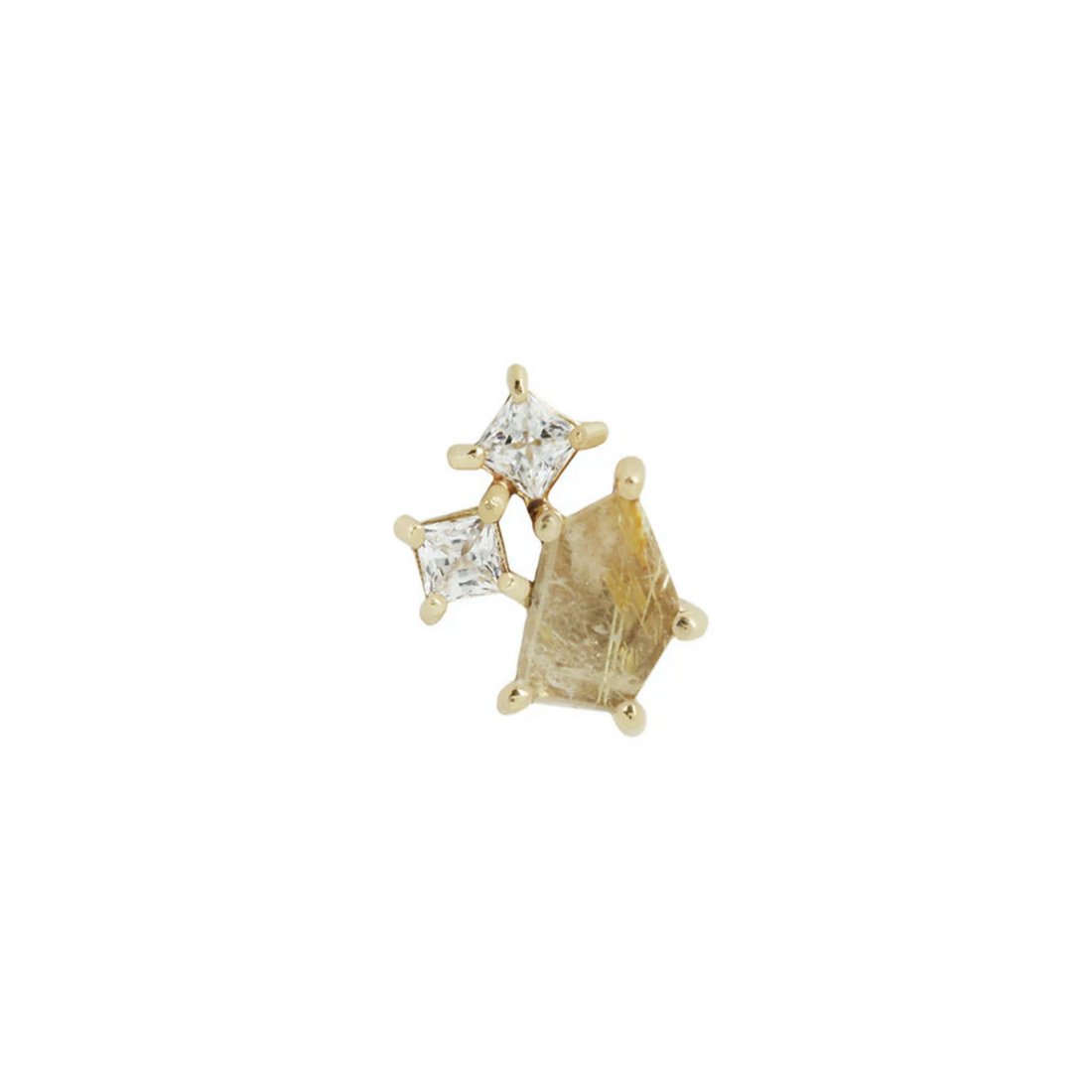 Lyra with Rutilated Quartz and CZ — Buddha
