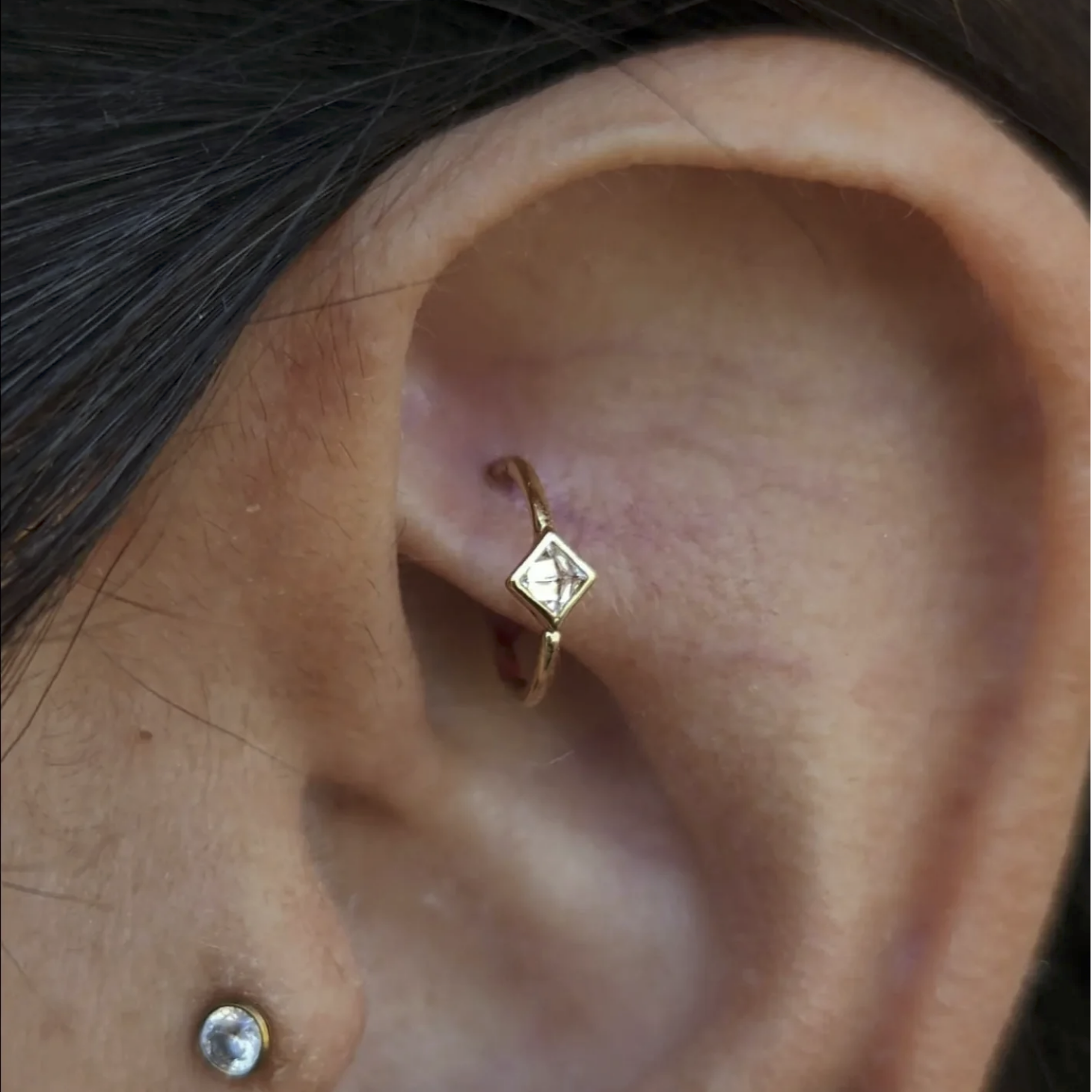 Mae Seam Ring with Reverse Set CZ — Buddha