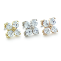 18K Yellow Gold, White Gold, and Rose Gold Forte Gem Ends with Cubic Zirconia gems