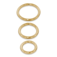 Our three sizes of 16 gauge 18 karat gold seam rings, all in yellow gold