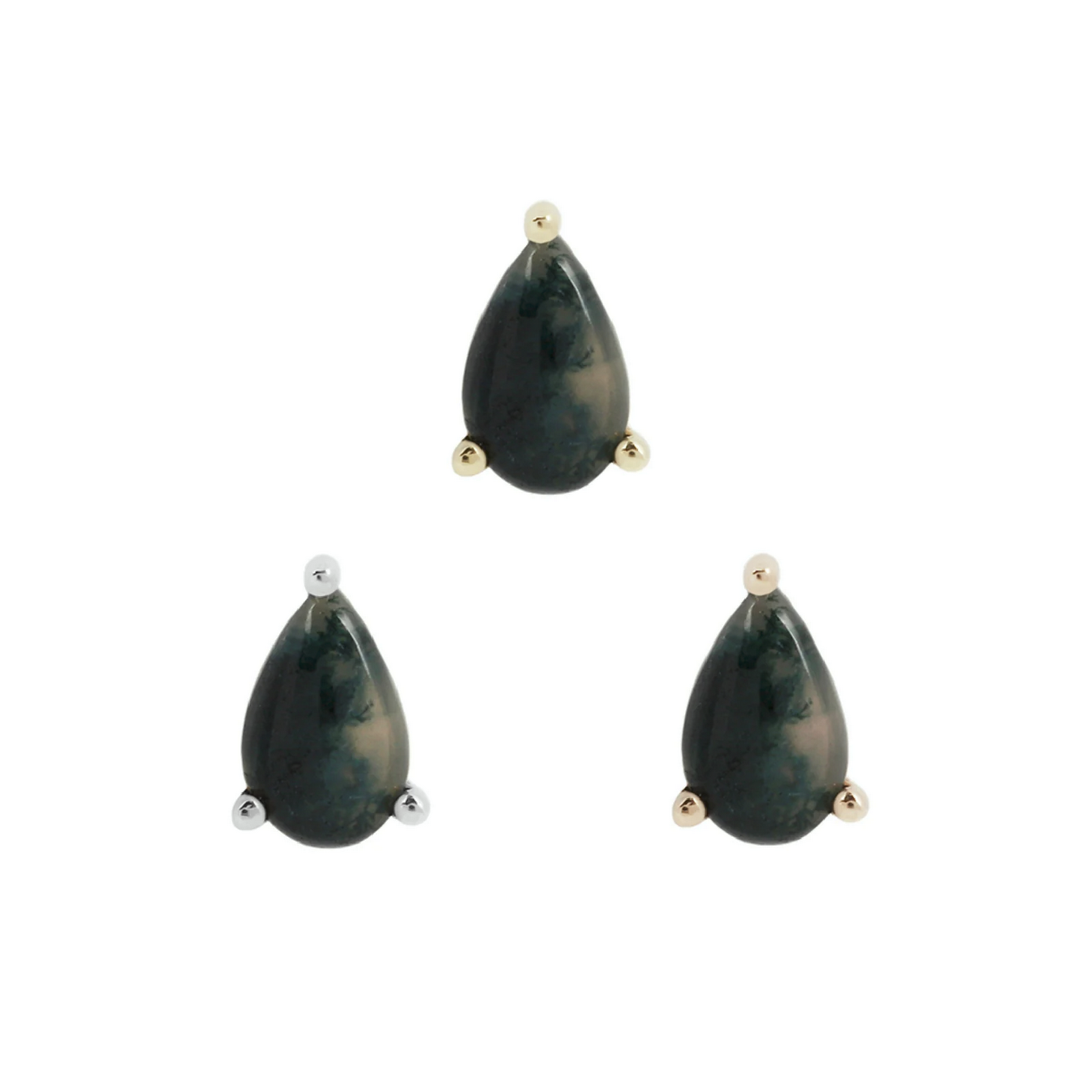 Prong Pear with Moss Agate From Buddha
