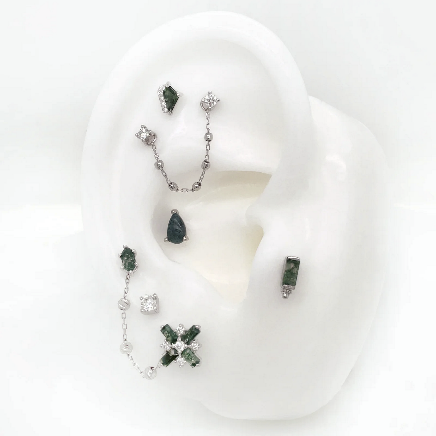 Prong Pear with Moss Agate From Buddha