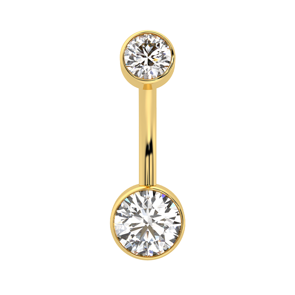 Gold Double Bezel Set Gem Curve