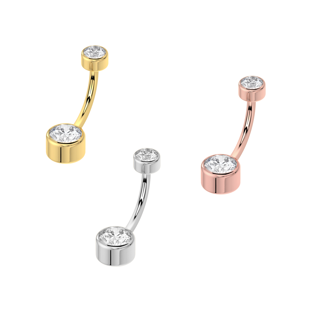 Gold Double Bezel Set Gem Curve