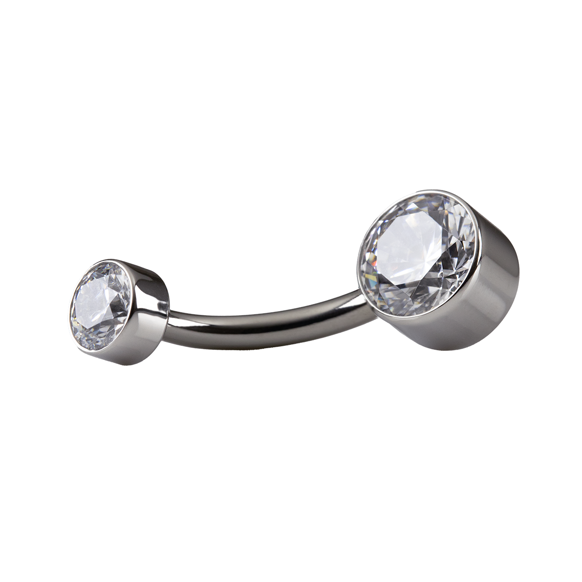 Stainless Steel Double Bezel Set Gem Curve