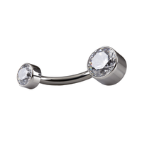 Stainless Steel Double Bezel Set Gem Curve