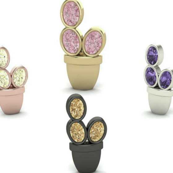 Oval Cactus with Gemstone From Mushroom
