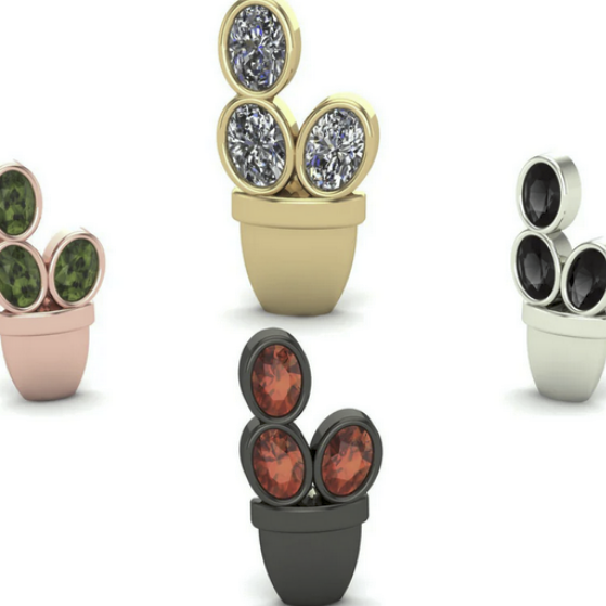 Oval Cactus with Gemstone From Mushroom — M.US.HROOM