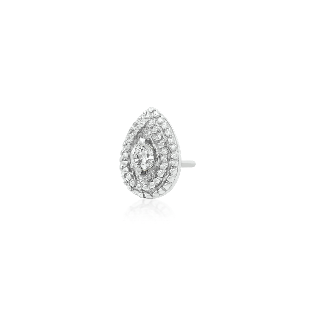 Pear CZ Double Millgrain — Junipurr