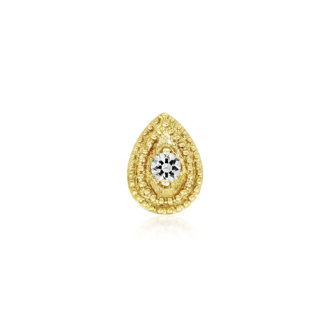 Pear CZ Double Millgrain — Junipurr