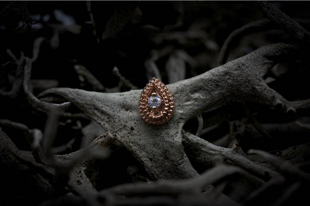 Pear CZ Double Millgrain — Junipurr