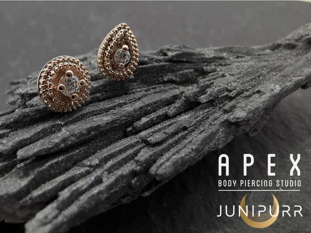 Pear CZ Double Millgrain — Junipurr