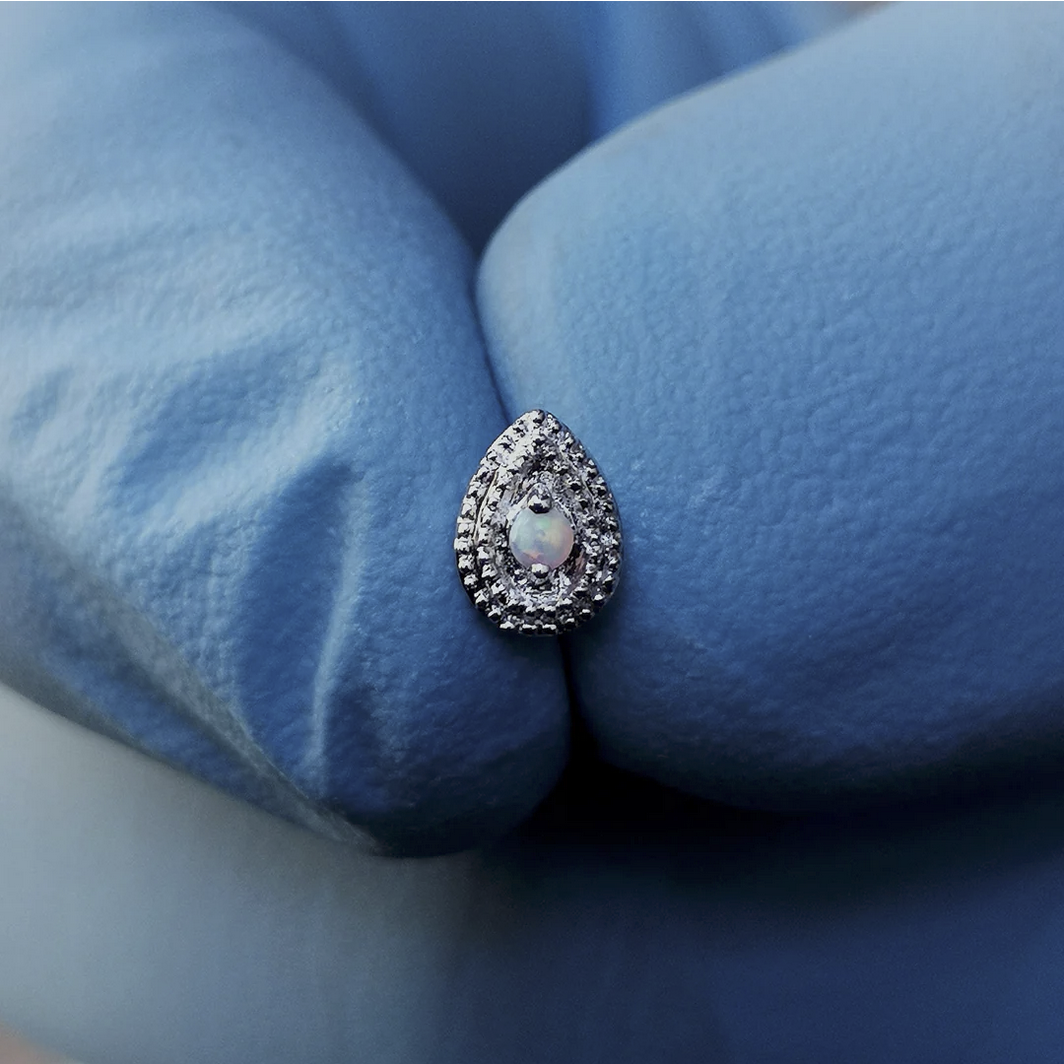 Pear CZ Double Millgrain — Junipurr