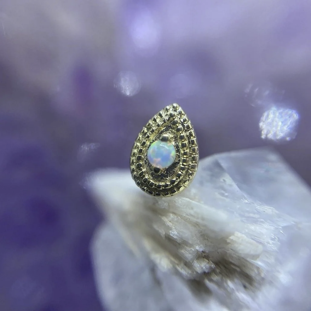 Pear Double Millgrain with Opal — Junipurr