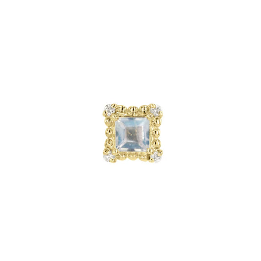 Princess Cut Moonstone with Beaded Edge and Diamond Corners from Modern Mood