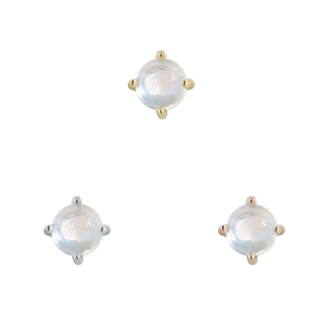 Prong Set Gem with Rainbow Moonstone From Buddha