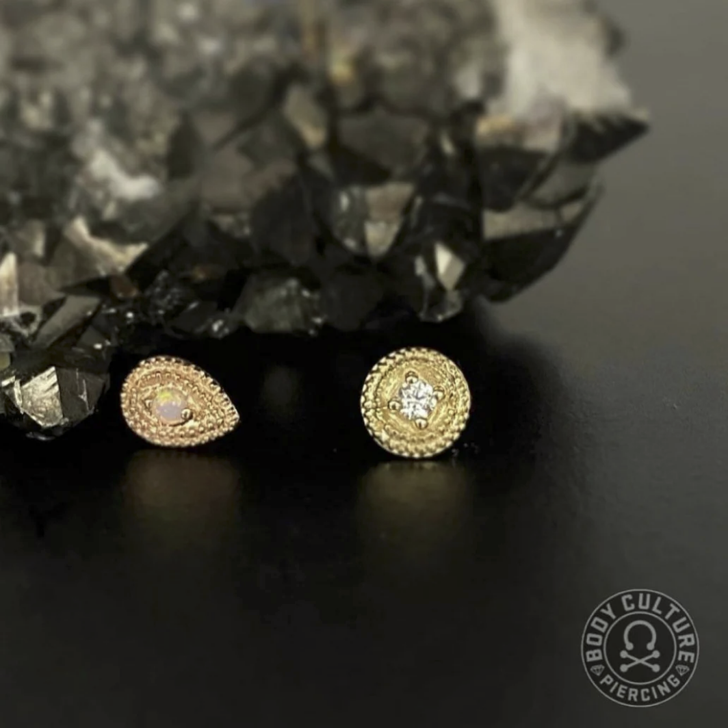 Round CZ Double Millgrain — Junipurr