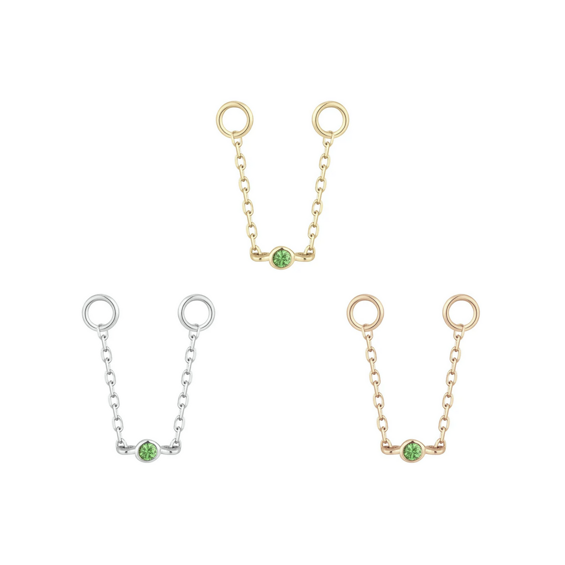 Bezel Bead Chain with Tsavorite — Buddha