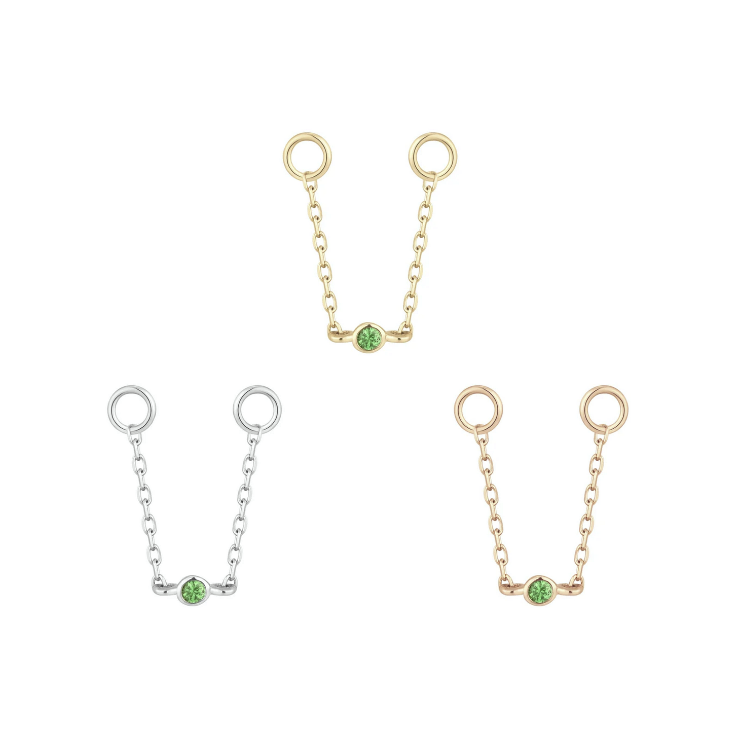 Bezel Bead Chain with Tsavorite — Buddha