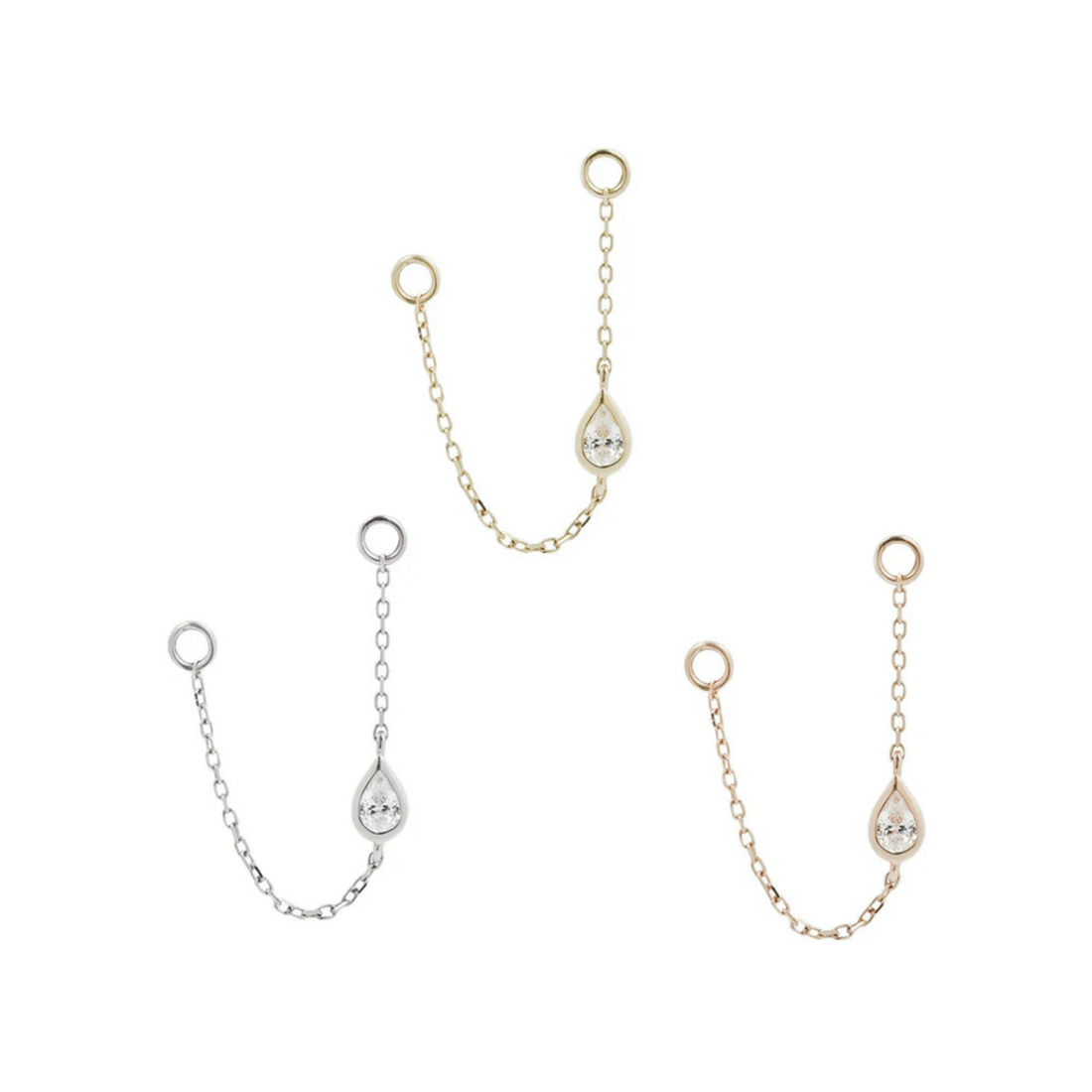 Bezel Teardrop Chain with CZ — Buddha