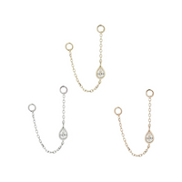 Bezel Teardrop Chain with CZ — Buddha
