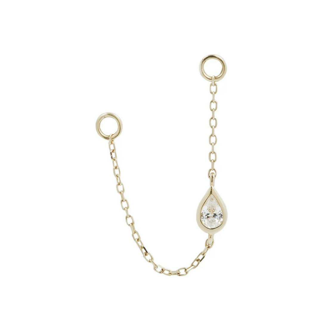 Bezel Teardrop Chain with CZ — Buddha