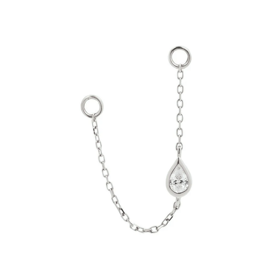Bezel Teardrop Chain with CZ — Buddha