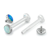 Threaded Tongue Cabochon Cabochons on their side, showing the post and in the tongue labret