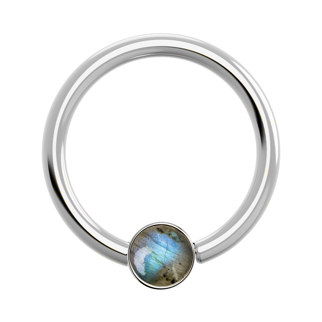 16g Titanium Fixed Bezel Ring With Genuine Gemstones
