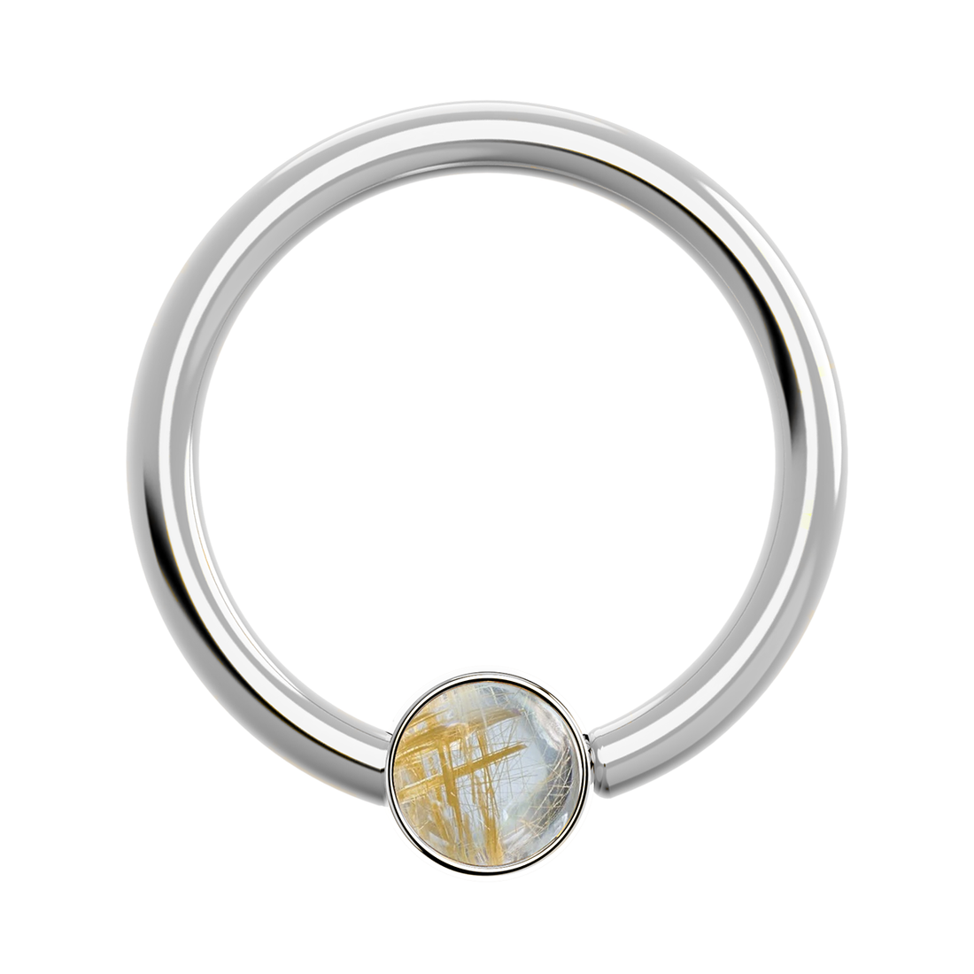 16g Titanium Fixed Bezel Ring With Genuine Gemstones