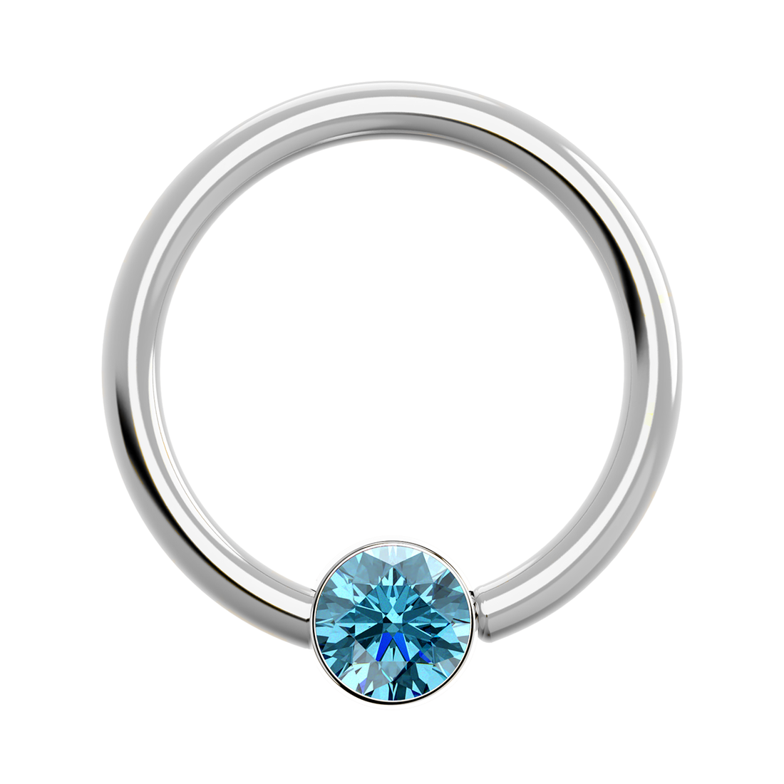16g Titanium Fixed Bezel Ring With Genuine Gemstones