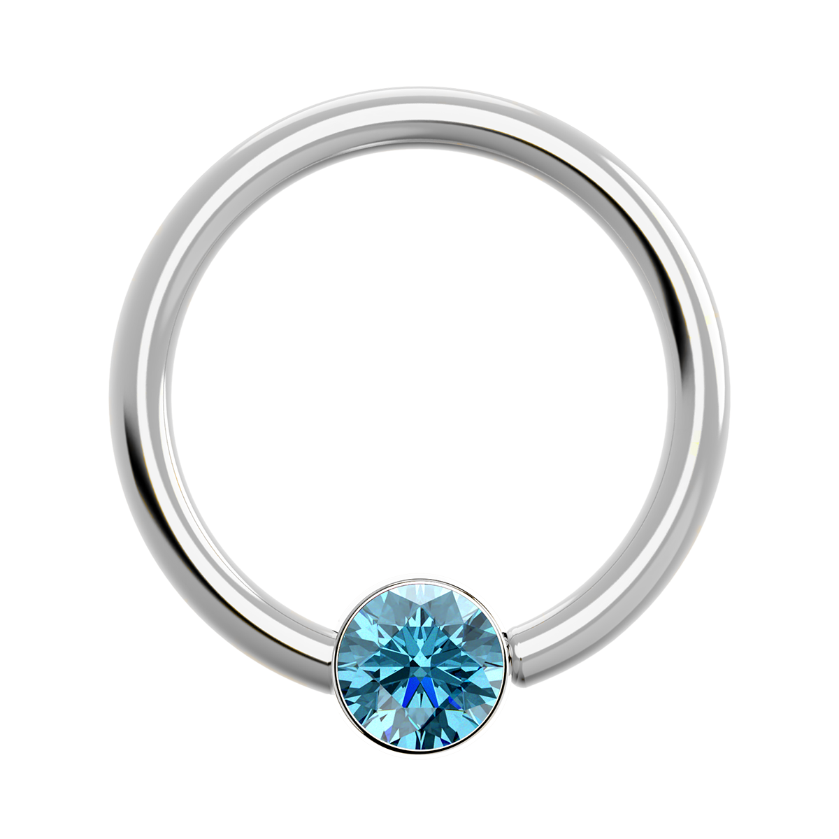 16g Titanium Fixed Bezel Ring With Genuine Gemstones