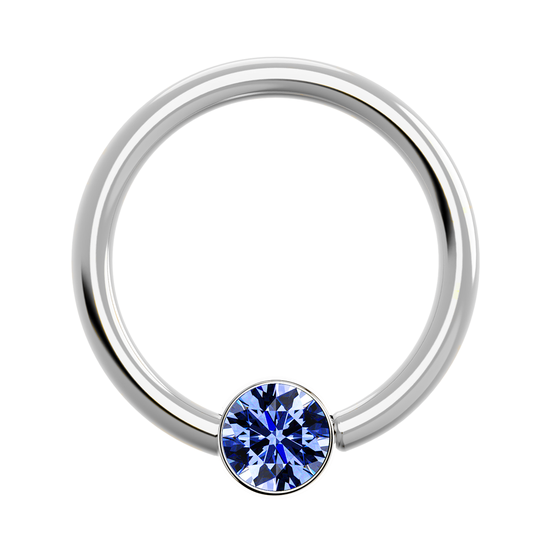16g Titanium Fixed Bezel Ring With Genuine Gemstones