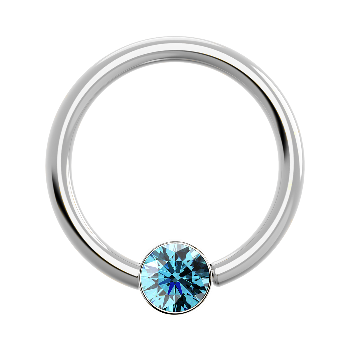 16g Titanium Fixed Bezel Ring With Genuine Gemstones