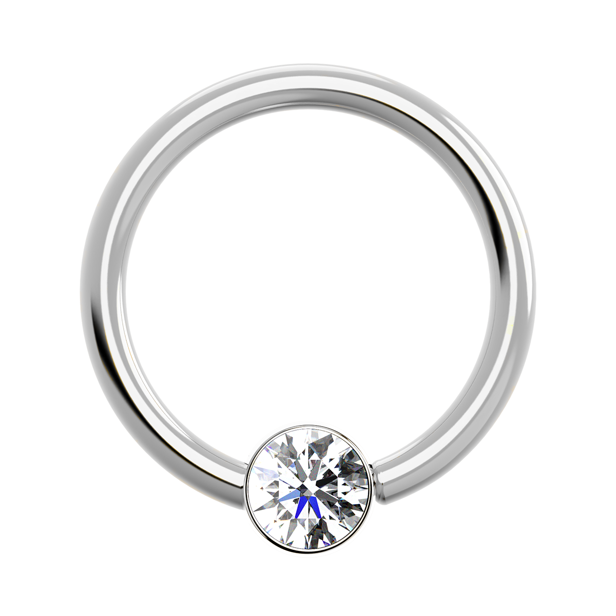 16g Titanium Fixed Bezel Ring With Genuine Gemstones