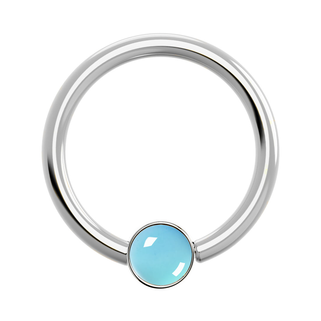 18g Titanium Fixed Bezel Ring With Genuine Gemstones
