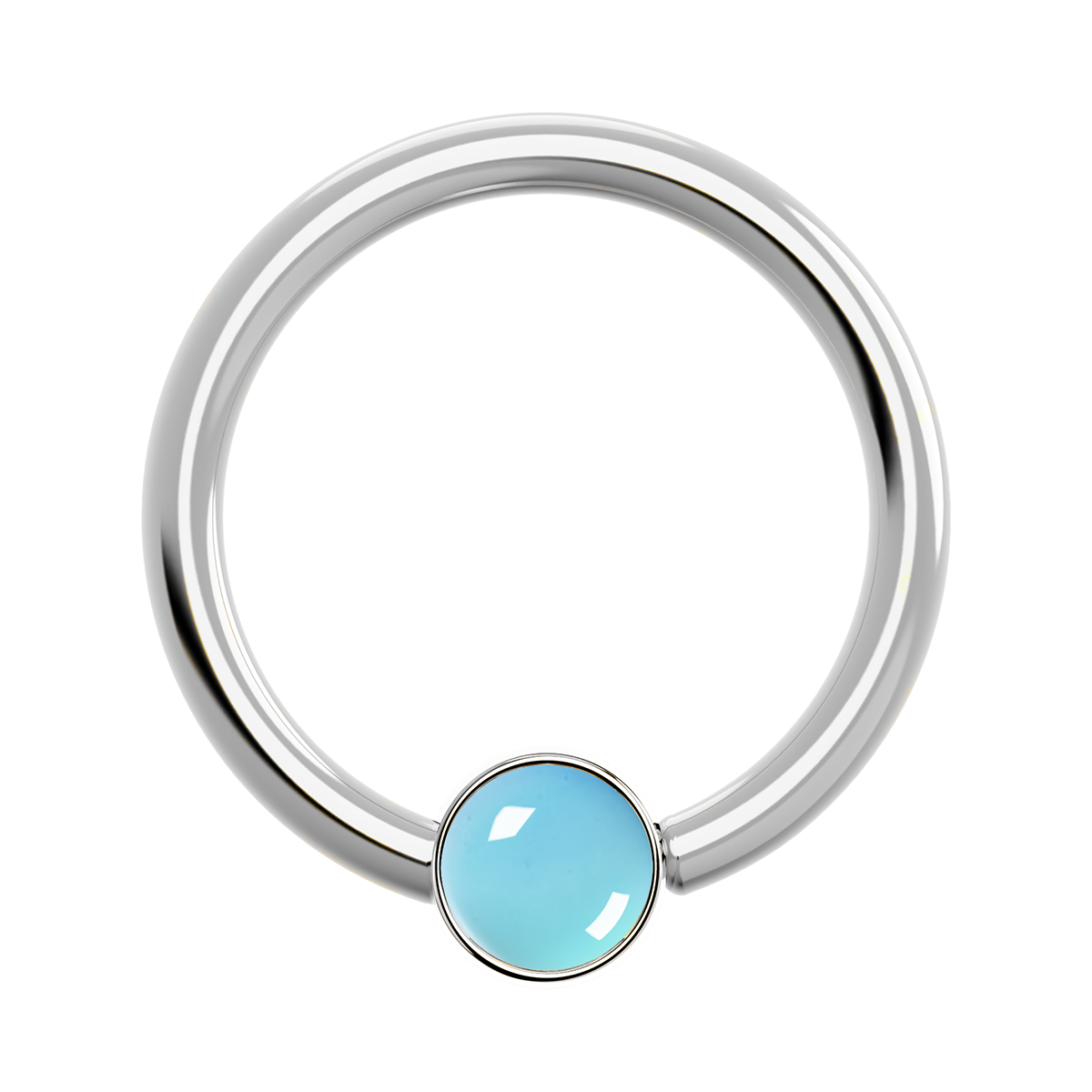 18g Titanium Fixed Bezel Ring With Genuine Gemstones