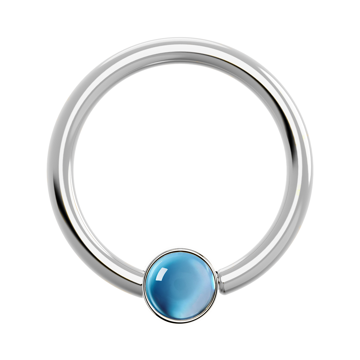18g Titanium Fixed Bezel Ring With Genuine Gemstones
