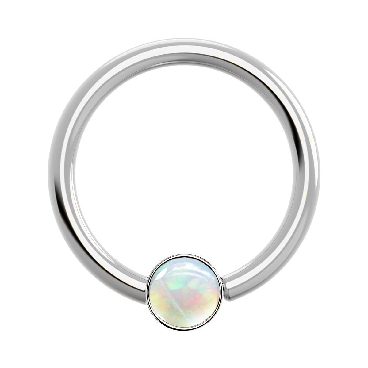 18g Titanium Fixed Bezel Ring With Genuine Gemstones