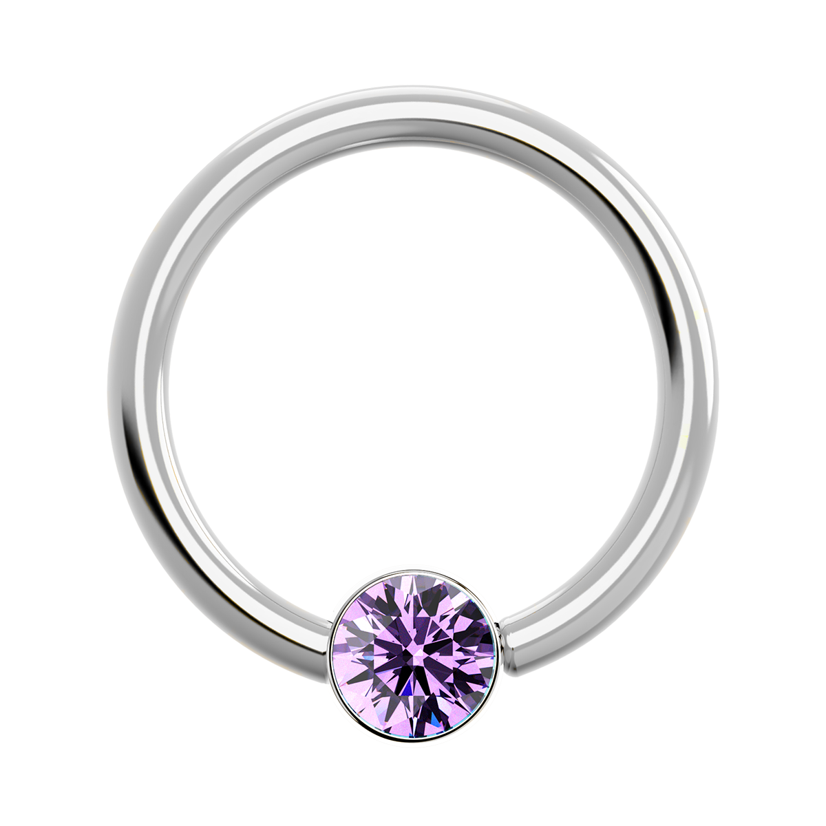 18g Titanium Fixed Bezel Ring With Genuine Gemstones