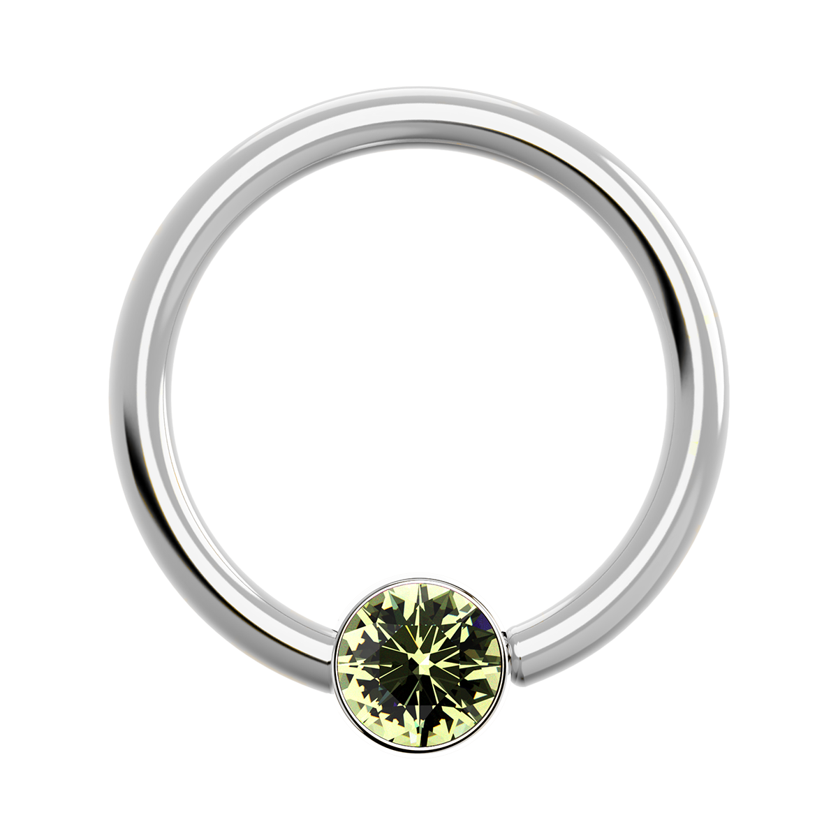 18g Titanium Fixed Bezel Ring With Genuine Gemstones
