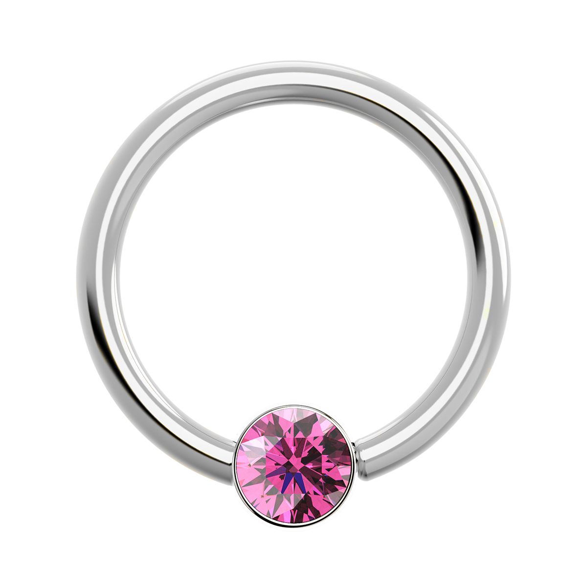 18g Titanium Fixed Bezel Ring With Genuine Gemstones