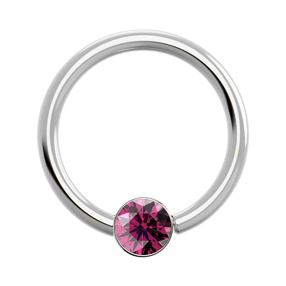 18g Titanium Fixed Bezel Ring With Genuine Gemstones