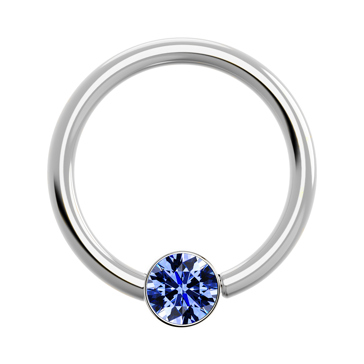 18g Titanium Fixed Bezel Ring With Genuine Gemstones