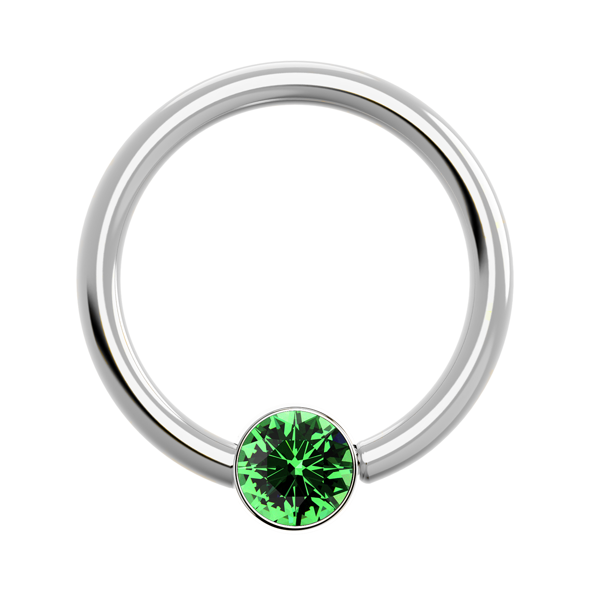 18g Titanium Fixed Bezel Ring With Genuine Gemstones