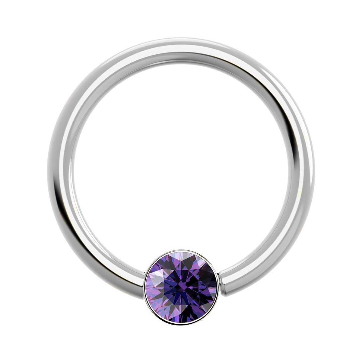 18g Titanium Fixed Bezel Ring With Genuine Gemstones